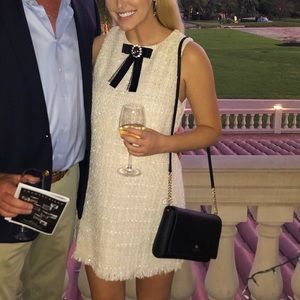 Cream Tweed Sleeveless Dress